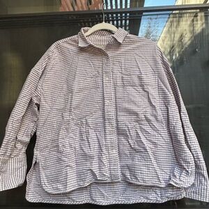 Everlane Purple Checkered Button Down Shirt